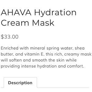 ahava Other - Ahava Hydration Cream Mask ahava Other - Ahava Hydration Cream Mask
